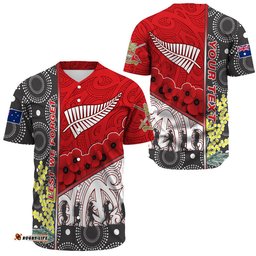 Custom Australia Indigenous & New Zealand Maori Anzac Red Baseball Jersey Shirt