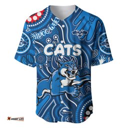 Personalised NAIDOC Week 2024 Geelong Cats Baseball Jersey Shirt Australian Aboriginal Hand Painting