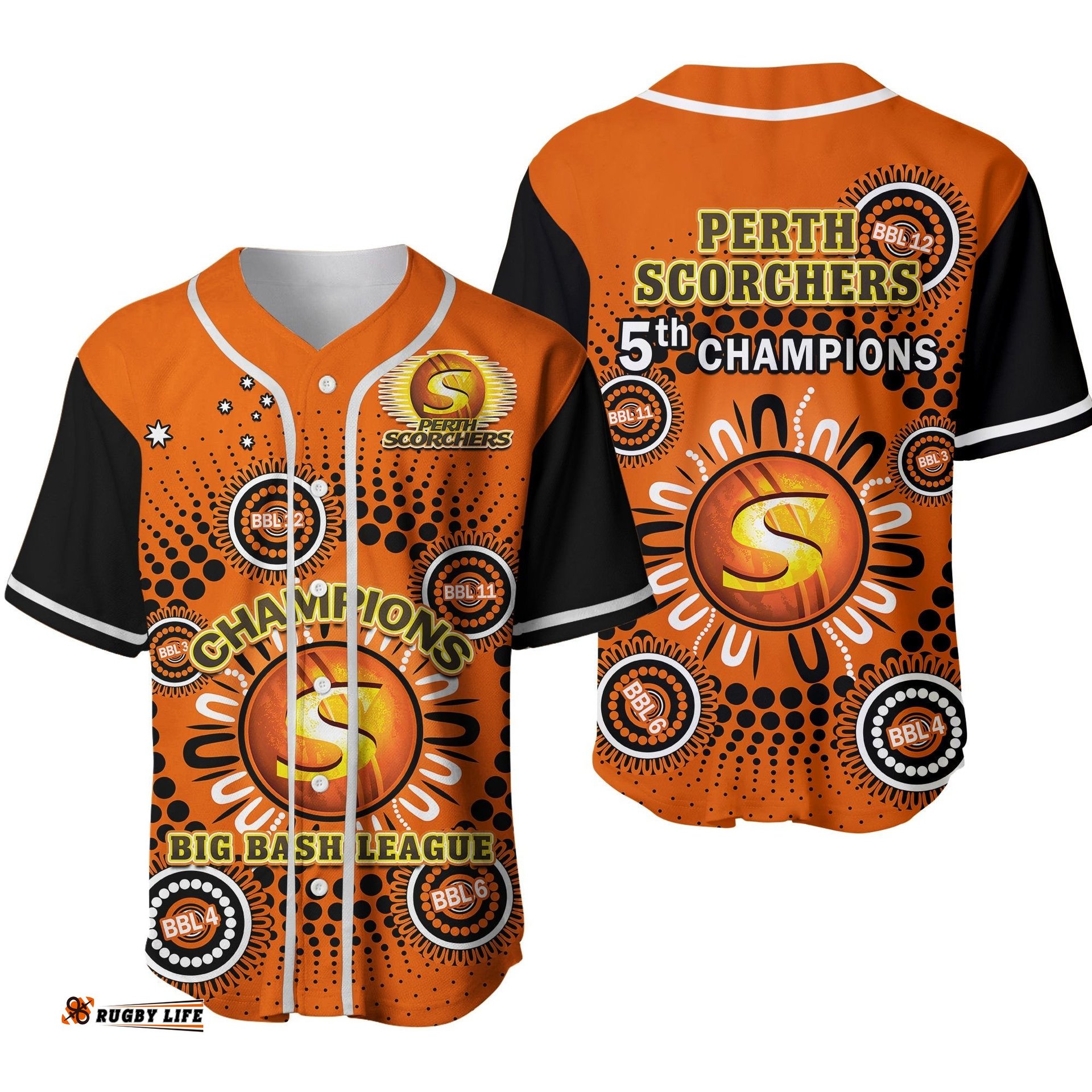 Perth Scorchers Cricket Baseball Jersey Shirt Indigenous 5th Champions BBL Proud Ver.02