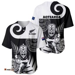 New Zealand Silver Fern Rugby Baseball Jersey Shirt Go Champions NZ All Black Maori Koru