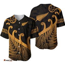 New Zealand Rugby Maori Baseball Jersey Shirt Silver Fern Koru Vibes Gold