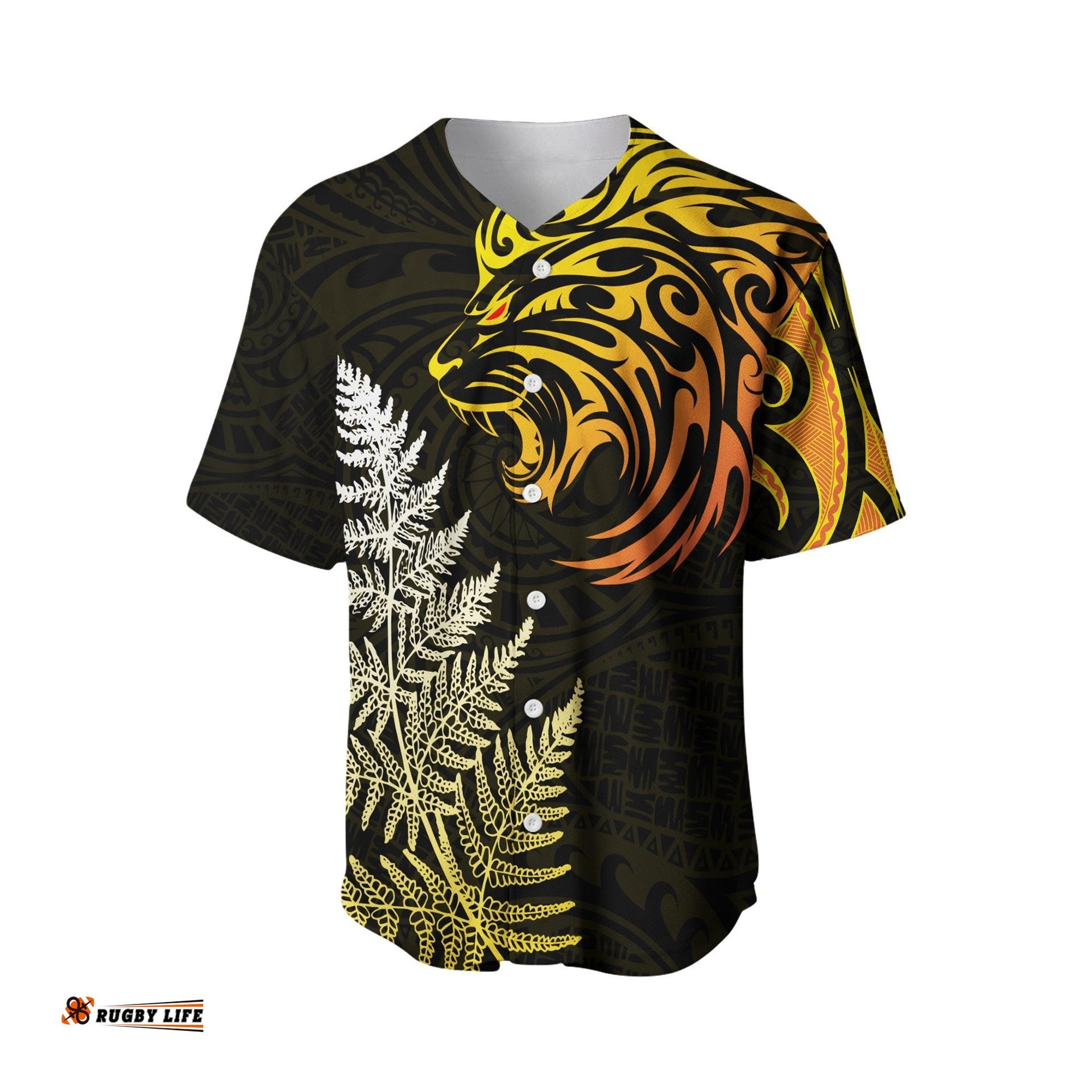 Lion Maori Baseball Jersey Shirt Aotearoa mix Silver Fern