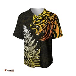 Lion Maori Baseball Jersey Shirt Aotearoa mix Silver Fern