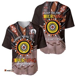 Fire Burning Together NAIDOC 2024 Baseball Jersey Shirt Indigenous Art