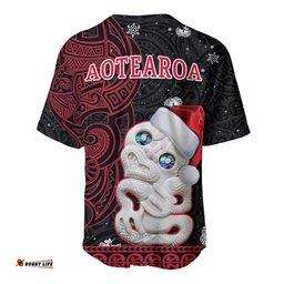 Custom Personalised New Zealand Christmas Baseball Jersey Shirt Hei Tiki Red Pohutukawa Meri Kirihimete