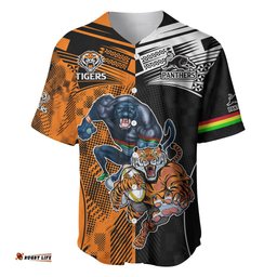 NRL Tigers Combine Panthers Rugby Baseball Jersey Shirt Sporty Style