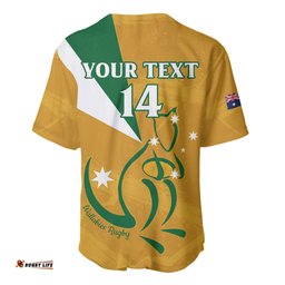 Custom Australia Rugby Baseball Jersey Shirt 2024 Wallabies Grunge Style