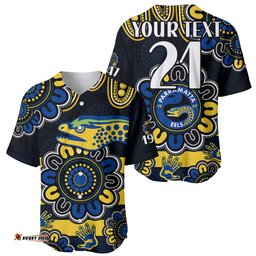 Custom Personalised NRL Parramatta Eels Rugby Baseball Jersey Shirt Eels 1947 Aboriginal