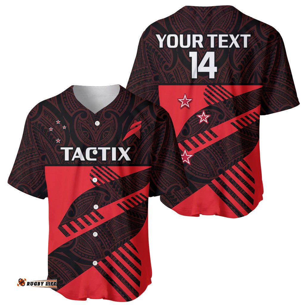 Custom Text And Number Aotearoa Netball Mainland Tactix Go Girls Baseball Jersey Shirt
