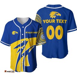 Custom Personalised Mt Allan Eagles Baseball Jersey Shirt Aboriginal Dot Painting