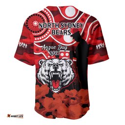 North Sydney Rugby ANZAC Baseball Jersey Shirt Bears Indigenous Mix Camouflage Poppy