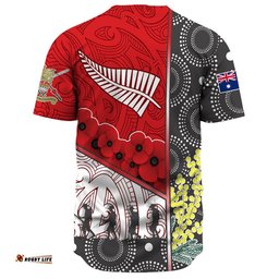 Australia Indigenous & New Zealand Maori Anzac Red Baseball Jersey Shirt