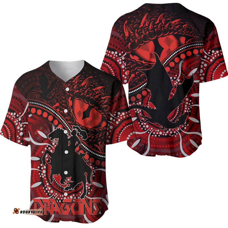 St. George Illawarra Dragons Baseball Jersey Shirt Dragons Aboriginal Dreamtime Style