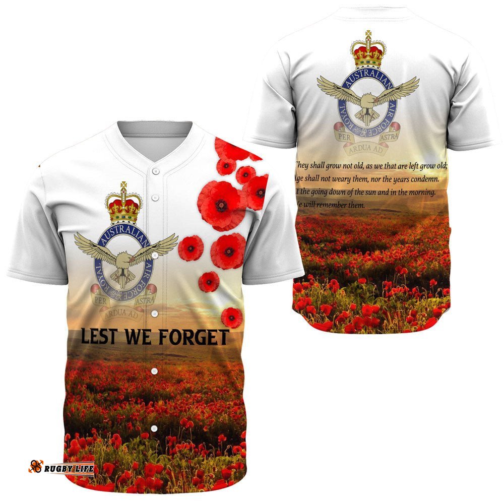 Anzac Day Australian Air Force Baseball Jersey Shirt