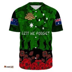 Australia Anzac Day Camouflage & Poppy Baseball Jersey Shirt