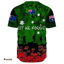 Australia Anzac Day Camouflage & Poppy Baseball Jersey Shirt
