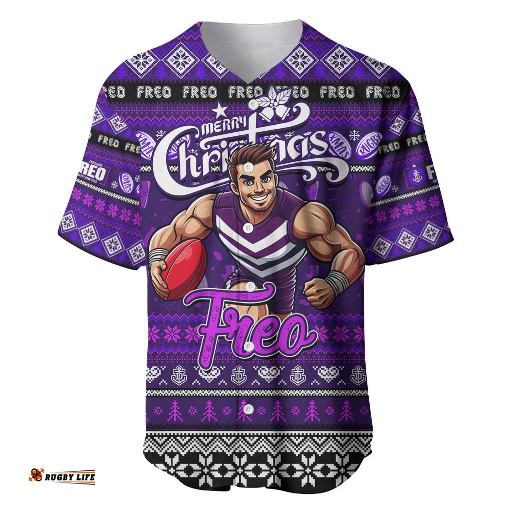 Personalized Freo Football Xmas Baseball Jersey Shirt Australia AFL Mascot