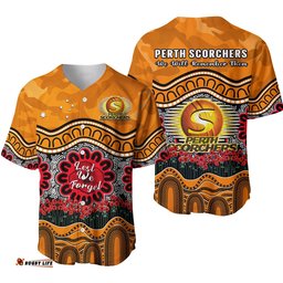 Perth Scorchers Cricket ANZAC Baseball Jersey Shirt Poppy Aboriginal Camouflage Ver.01