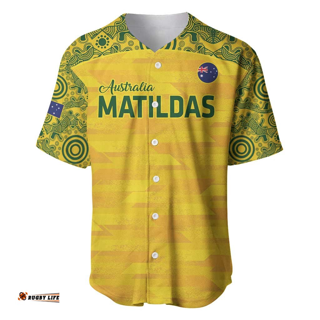 Custom Australia Matildas Baseball Jersey Shirt National Color Indigenous Art