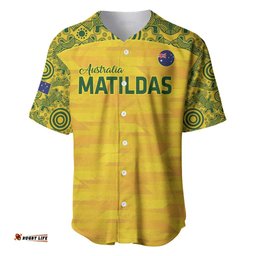 Custom Australia Matildas Baseball Jersey Shirt National Color Indigenous Art