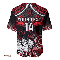 Personalised Dragons Rugby Baseball Jersey Shirt Saints 1998 Aboriginal Mix Polynesian Pattern