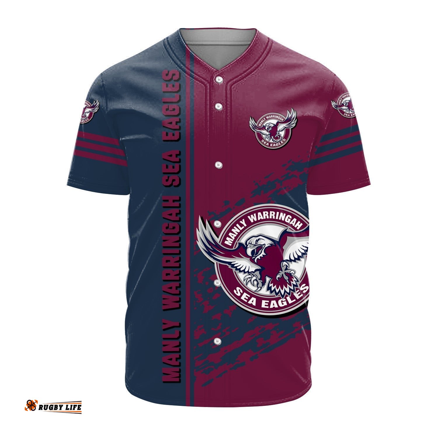 Manly Warringah Sea Eagles Baseball Jersey Shirt Quarter Style NRL