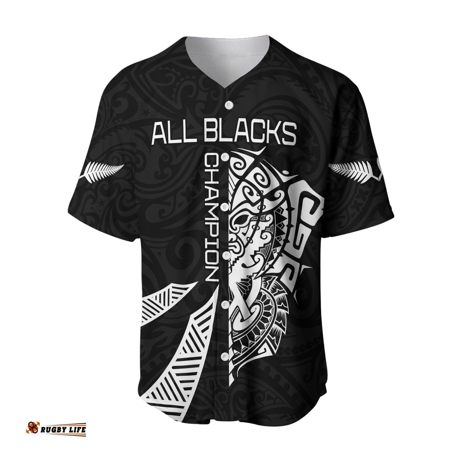New Zealand Rugby Baseball Jersey Shirt Haka All Black mix Ta Moko