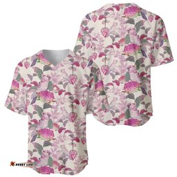 Pink Cockatoo Australia Baseball Jersey Shirt Tropical Flowers Seamless Pattern