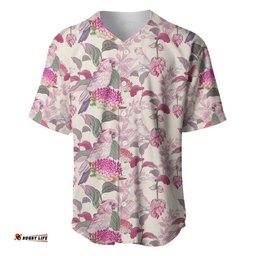 Pink Cockatoo Australia Baseball Jersey Shirt Tropical Flowers Seamless Pattern