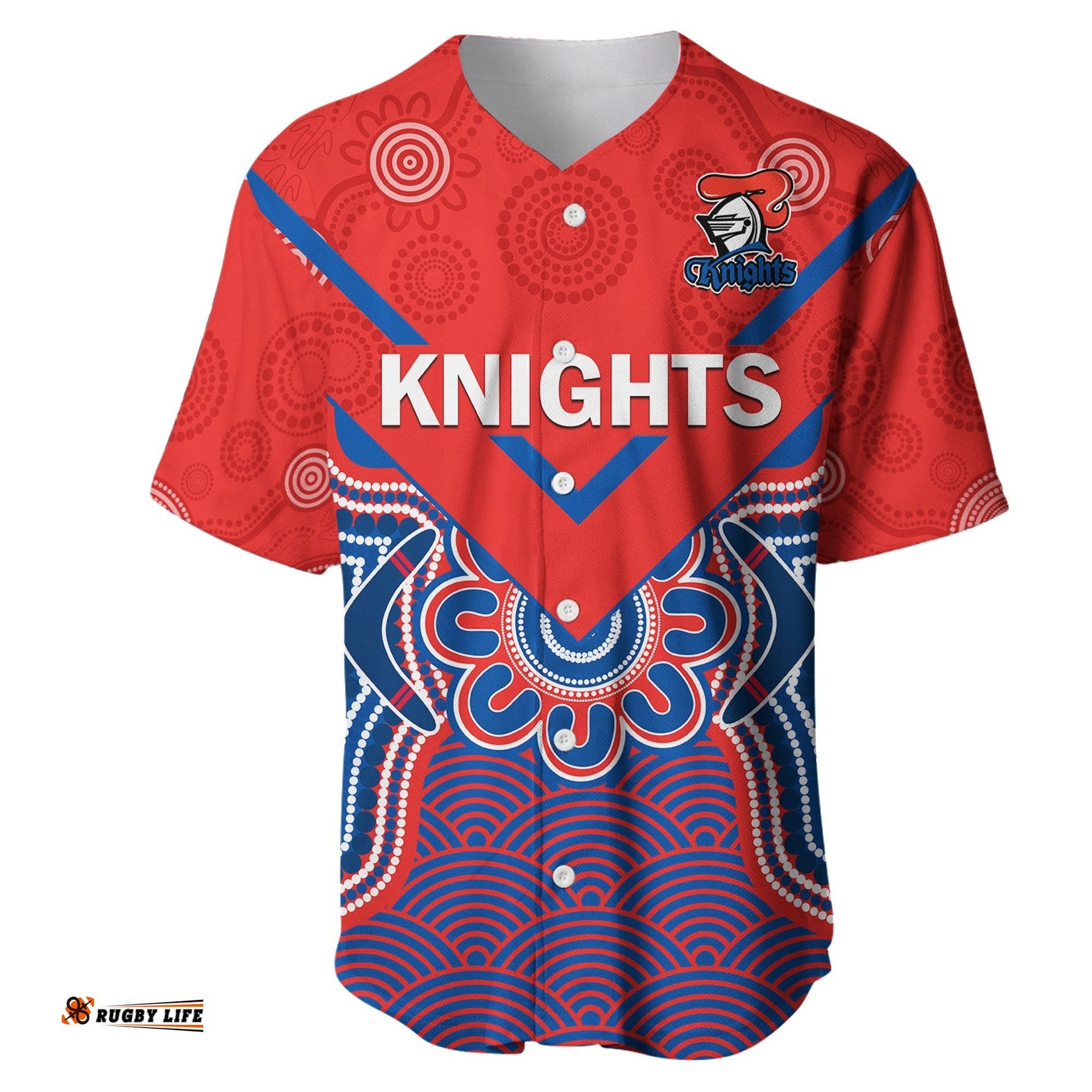 Knights Rugby Baseball Jersey Shirt Novocastrians 1987 Aboriginal Art