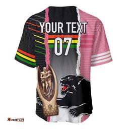 Personalised Panther Rugby NRL Premiers Baseball Jersey Shirt Panther Pride Black & Pink Sporty Vibe
