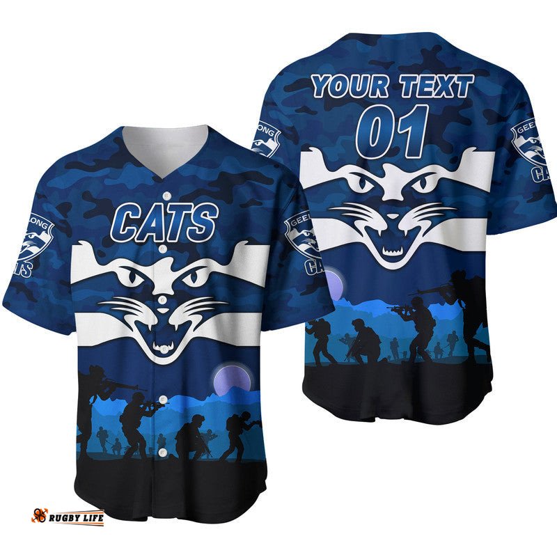 Custom Personalised GeelongCats ANZAC Baseball Jersey Shirt Simple Style