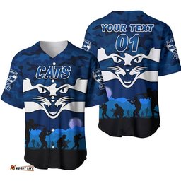 Custom Personalised GeelongCats ANZAC Baseball Jersey Shirt Simple Style