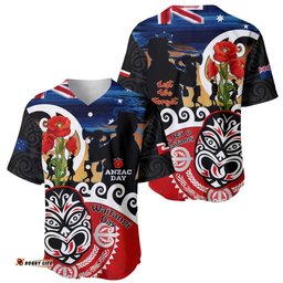 New Zealand Waitangi And ANZAC Day Baseball Jersey Shirt Aotearoa Maori Tiki With Last Post