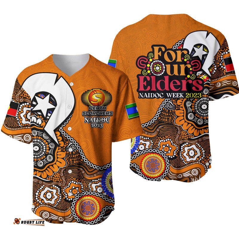 Perth Scorchers Cricket Baseball Jersey Shirt NAIDOC Patterns