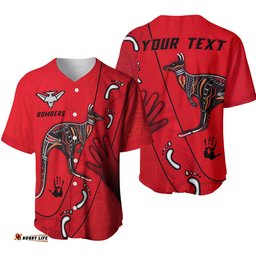 Custom Personalised Bombers Indigenous Baseball Jersey Shirt Essendon for Life
