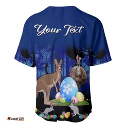 Custom Personalised Australia Kangaroo Emu And Bilby Happy Easter Day Baseball Jersey Shirt