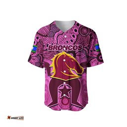 Custom Personalised Broncos Torres Strait Islanders Mix Aboriginal Baseball Jersey Shirt Pink Style
