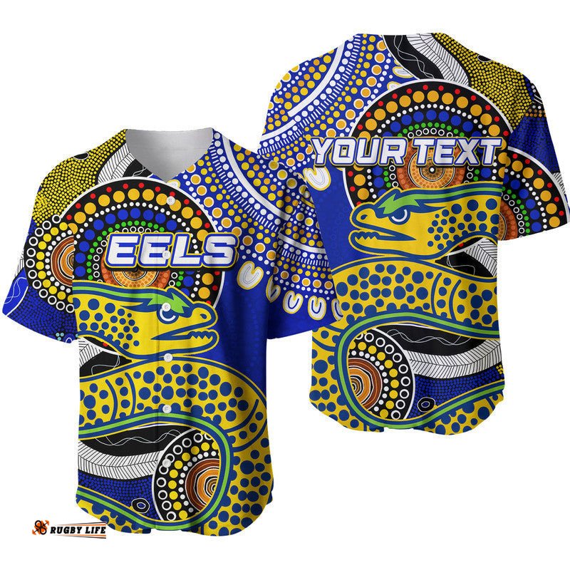 Custom Personalised Eels NRL Aboriginal Baseball Jersey Shirt