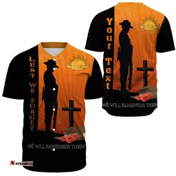 Custom Anzac Day Lest We Forget Soldier Standing Guard Baseball Jersey Shirt