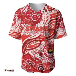 Custom NAIDOC Week 2024 Swans Baseball Jersey Shirt Aboriginal Animals Keep The Fire Burning