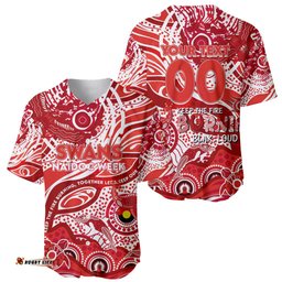 Custom NAIDOC Week 2024 Swans Baseball Jersey Shirt Aboriginal Animals Keep The Fire Burning