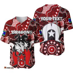 Custom Personalised Dragons Torres Strait Islanders Mix Aboriginal Baseball Jersey Shirt