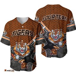 Custom Personalised Tigers Rugby Baseball Jersey Shirt Mix Aboriginal Simple