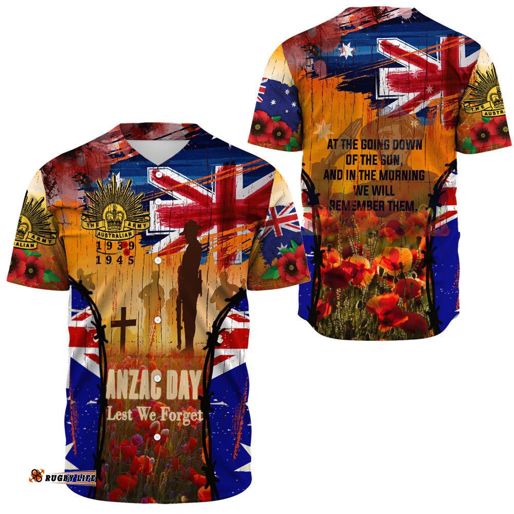 Anzac Day World War II Commemoration 39 45 Baseball Jersey Shirt