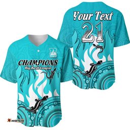 Custom Personalised Brisbane Heat Cricket Champions Baseball Jersey Shirt Lizard Indigenous Aboriginal