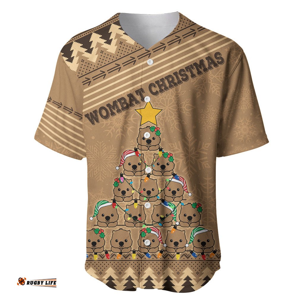 Wombat Christmas Tree Baseball Jersey Shirt Australia Merry Xmas Simple Style