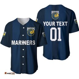 Custom Personalised Central Coast Mariners Baseball Jersey Shirt Soccer Club Original Style Navy