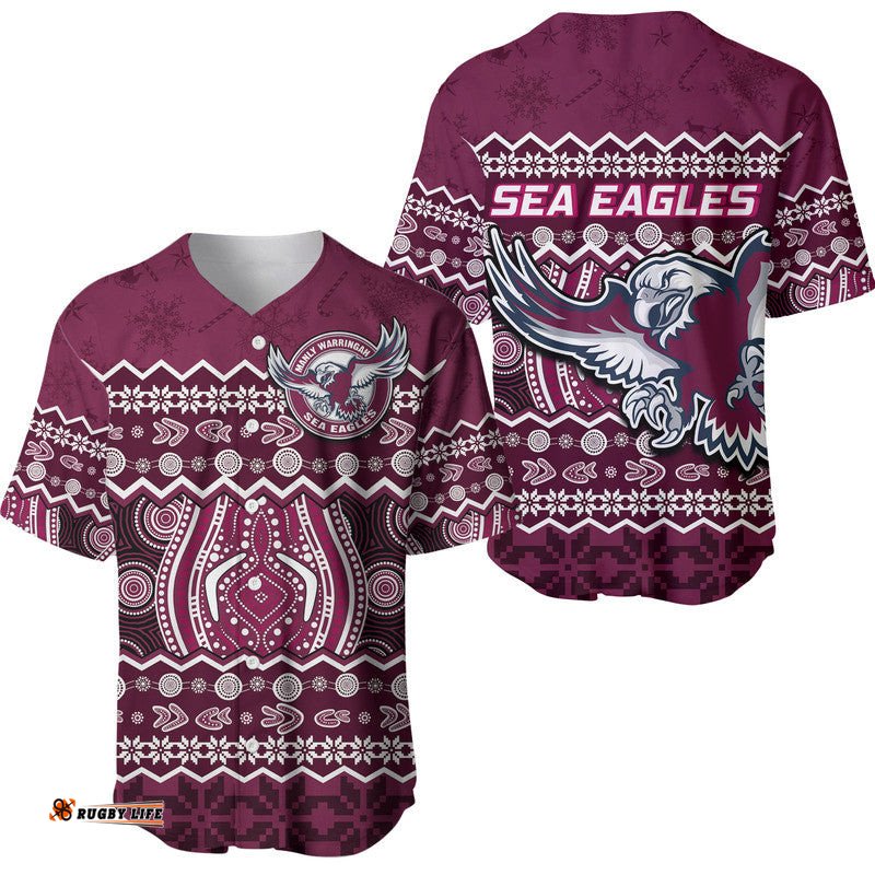 Manly Warringah Maroon Sea Eagles Christmas Vibe Baseball Jersey Shirt