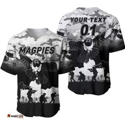 Custom Personalised Collingwood Magpies ANZAC Baseball Jersey Shirt Simple Style